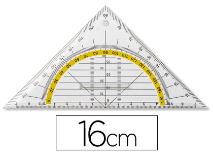 Escuadra de geometría Liderpapel plástico cristal 16cm. con agarradera